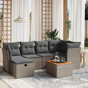vidaXL 7-delige Loungeset met kussens poly rattan zwart