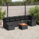 vidaXL 8-Piece Poly Rattan Lounge Set with Cushions Black