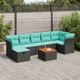vidaXL 8-delige tuinbankset met kussens, zwart polyrotan