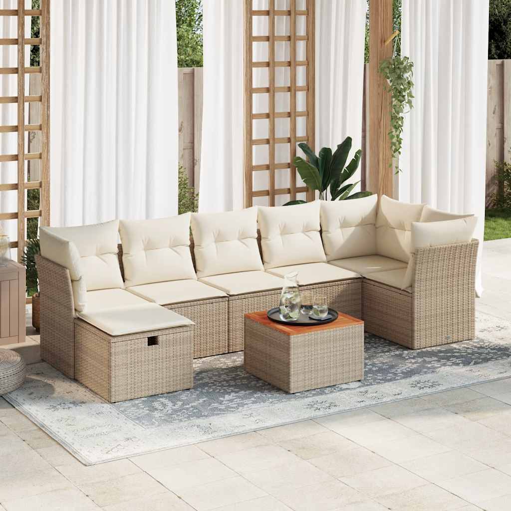 vidaXL 8-Piece Poly Rattan Lounge Set with Cushions Black