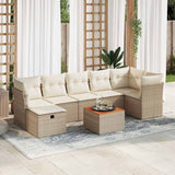 vidaXL 8-Piece Poly Rattan Lounge Set with Cushions Black