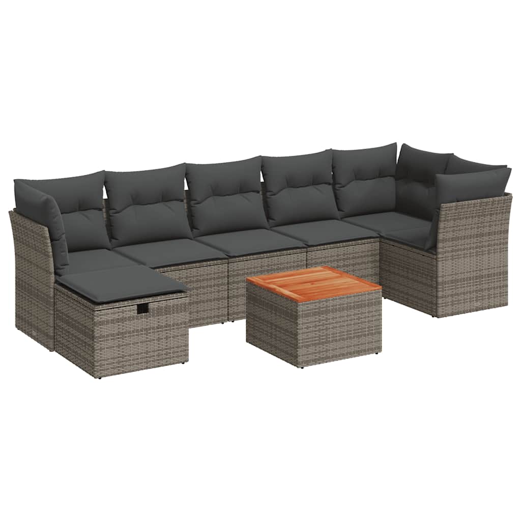 vidaXL 8-Piece Poly Rattan Lounge Set with Cushions Black
