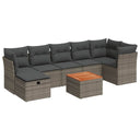 vidaXL 8-Piece Poly Rattan Lounge Set with Cushions Black