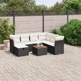 vidaXL 8-Piece Poly Rattan Lounge Set with Cushions Black