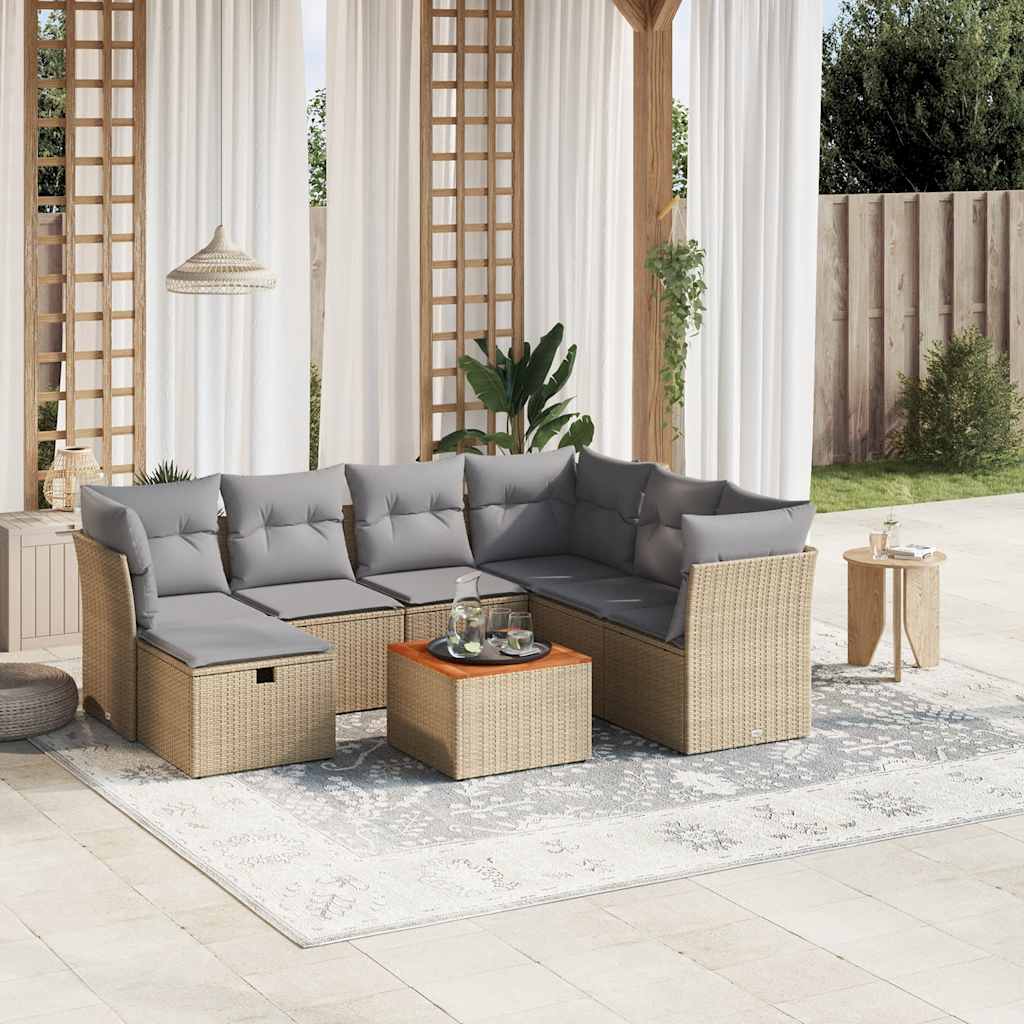 vidaXL 8-Piece Poly Rattan Lounge Set with Cushions Black