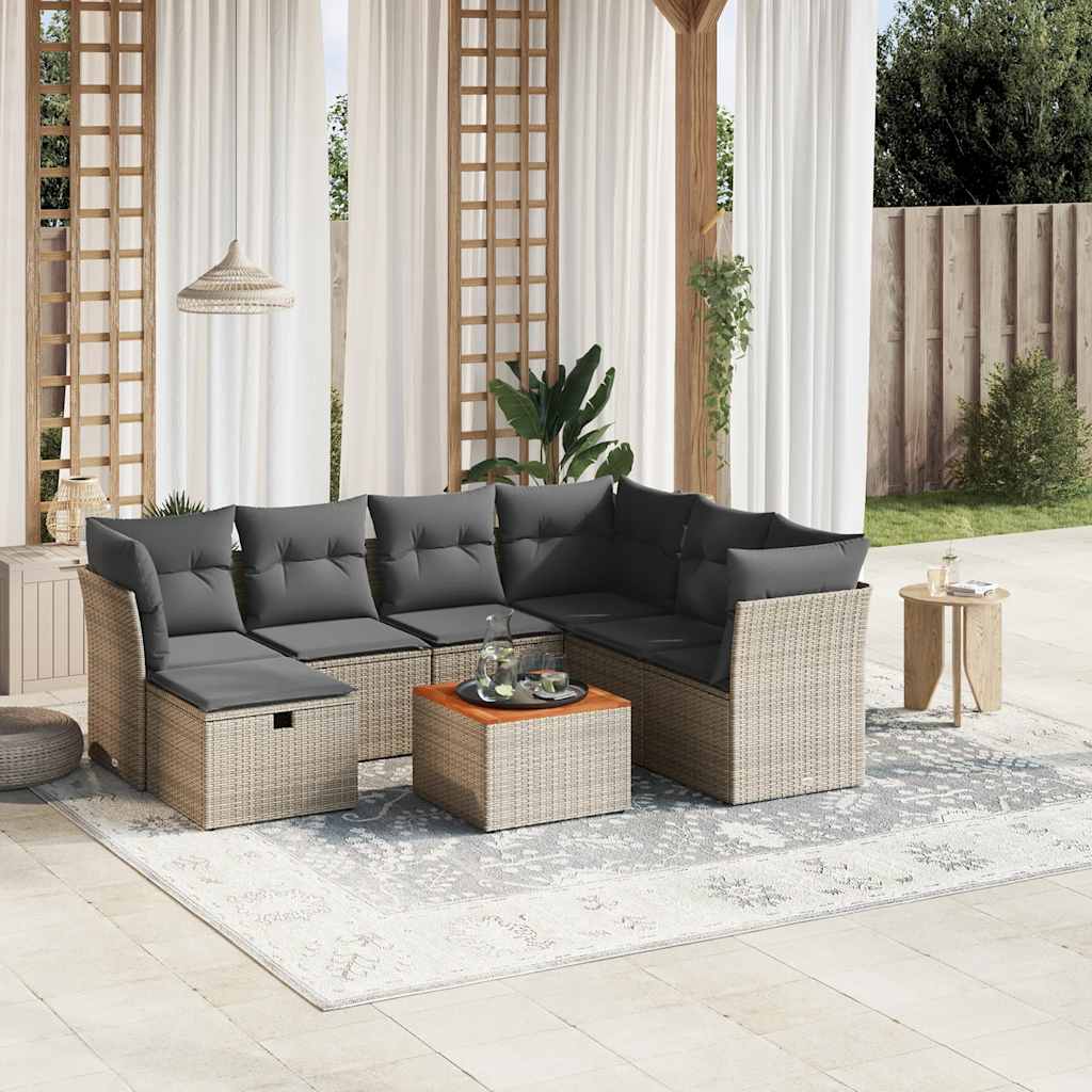 vidaXL 8-Piece Poly Rattan Lounge Set with Cushions Black