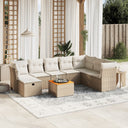 vidaXL 9-piece Garden Lounge Set with Cushions Poly Rattan Black