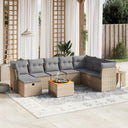 vidaXL 9-piece Garden Lounge Set with Cushions Poly Rattan Black