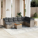 vidaXL 9-piece Garden Lounge Set with Cushions Poly Rattan Black