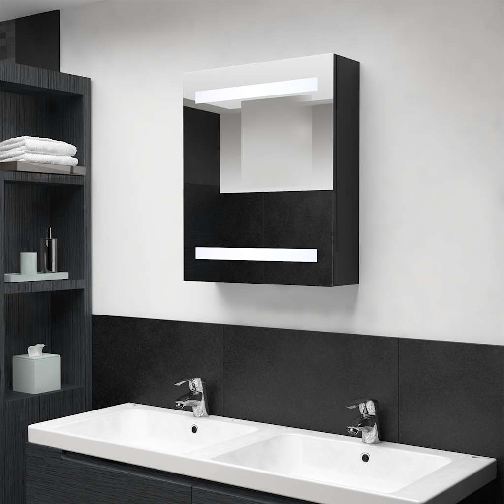 vidaXL Badkamerkast met spiegel en LED 50x14x60 cm betongrijs