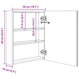 vidaXL Badkamerkast met spiegel en LED 50x14x60 cm betongrijs