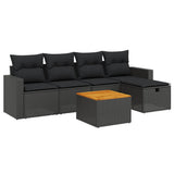 vidaXL 6-Piece Lounge Set with Cushions Poly Rattan Black