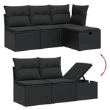 vidaXL 6-Piece Lounge Set with Cushions Poly Rattan Black