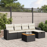 vidaXL 6-Piece Lounge Set with Cushions Poly Rattan Black