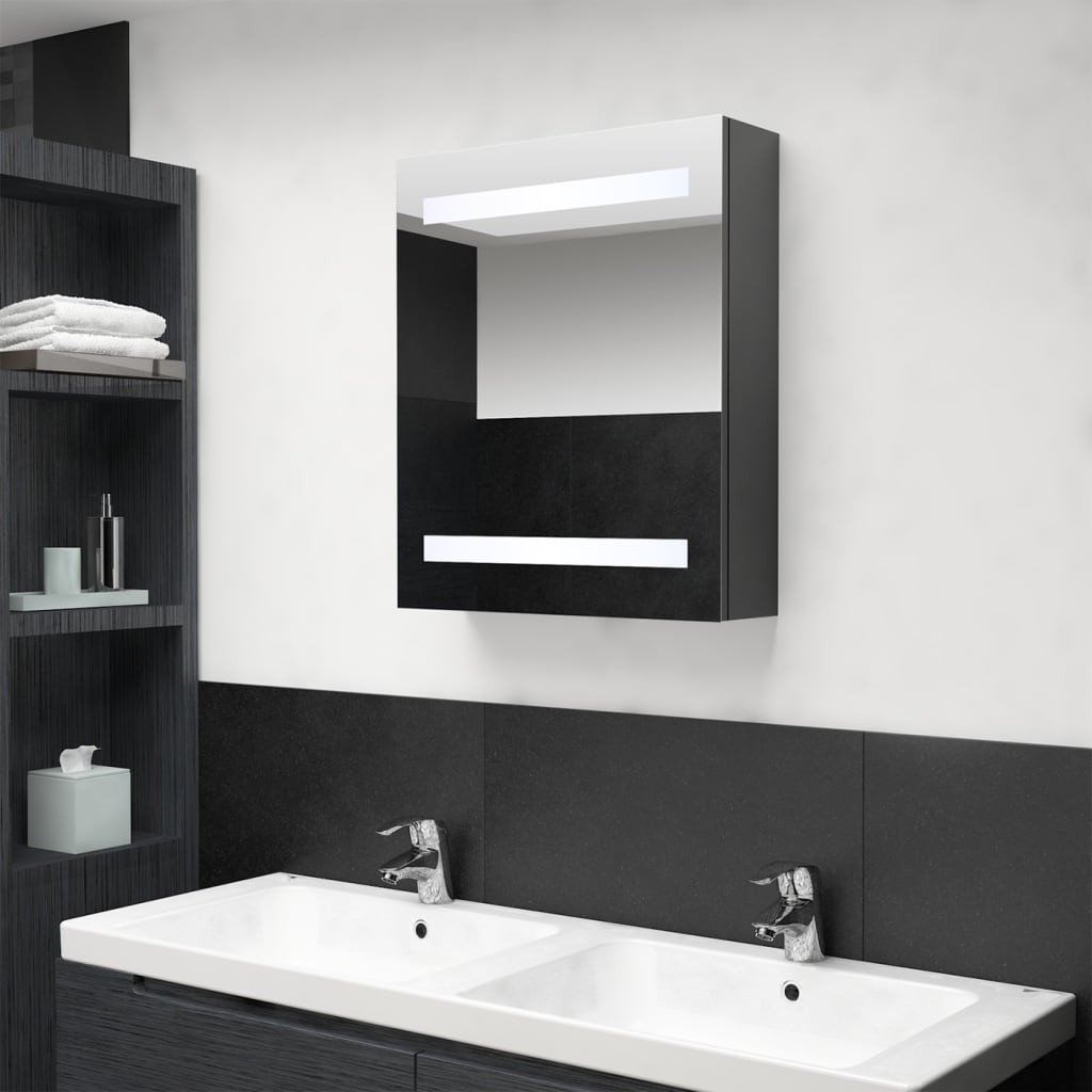 vidaXL Badkamerkast met spiegel en LED 50x14x60 cm betongrijs