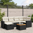 vidaXL 7-delige Loungeset met kussens poly rattan zwart