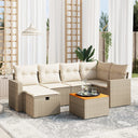 vidaXL 7-delige Loungeset met kussens poly rattan zwart