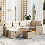 vidaXL 7-delige Loungeset met kussens poly rattan zwart