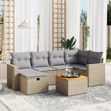 vidaXL 7-delige Loungeset met kussens poly rattan zwart