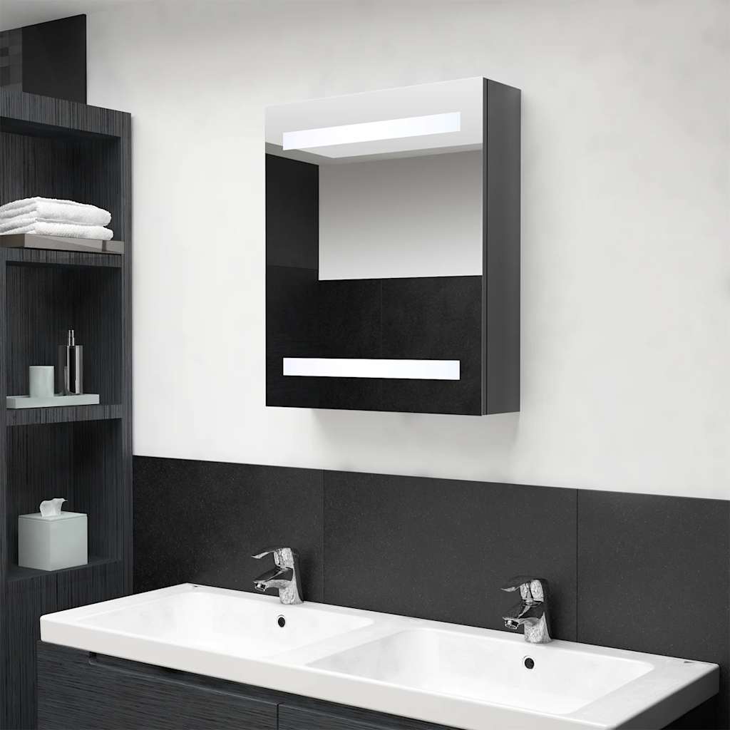vidaXL Badkamerkast met spiegel en LED 50x14x60 cm betongrijs