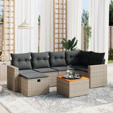 vidaXL 7-delige Loungeset met kussens poly rattan zwart