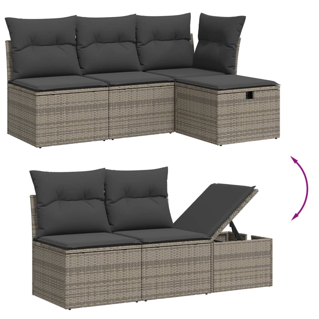 vidaXL 7-delige Loungeset met kussens poly rattan zwart