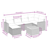vidaXL 7-delige Loungeset met kussens poly rattan zwart