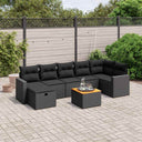 vidaXL 8-delige Loungeset met kussens poly rattan zwart