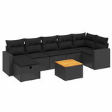 vidaXL 8-delige Loungeset met kussens poly rattan zwart