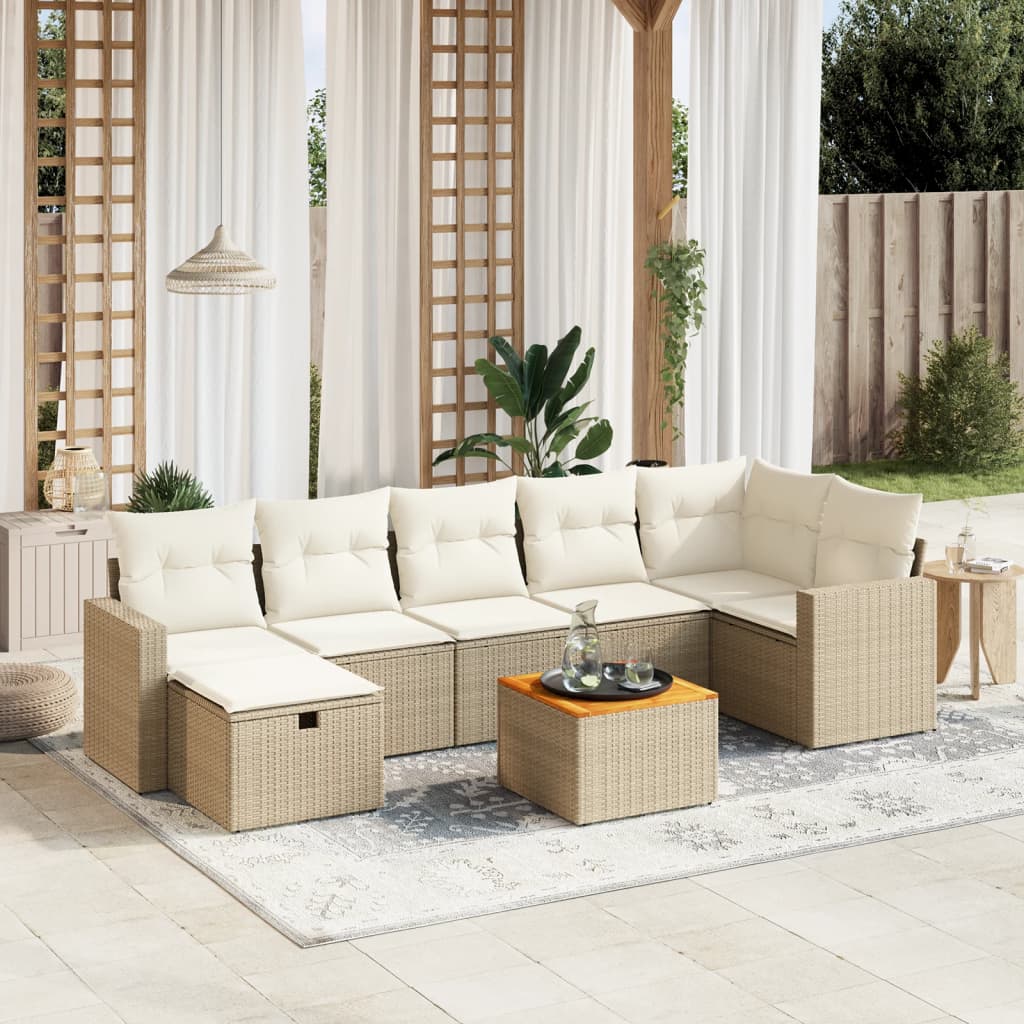 vidaXL 8-delige Loungeset met kussens poly rattan zwart