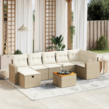 vidaXL 8-delige Loungeset met kussens poly rattan zwart