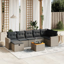 vidaXL 8-delige Loungeset met kussens poly rattan zwart