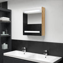 vidaXL Badkamerkast met spiegel en LED 50x14x60 cm betongrijs