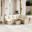 vidaXL 8-delige Loungeset met kussens poly rattan zwart
