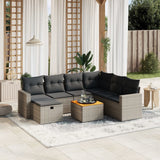 vidaXL 8-delige Loungeset met kussens poly rattan zwart