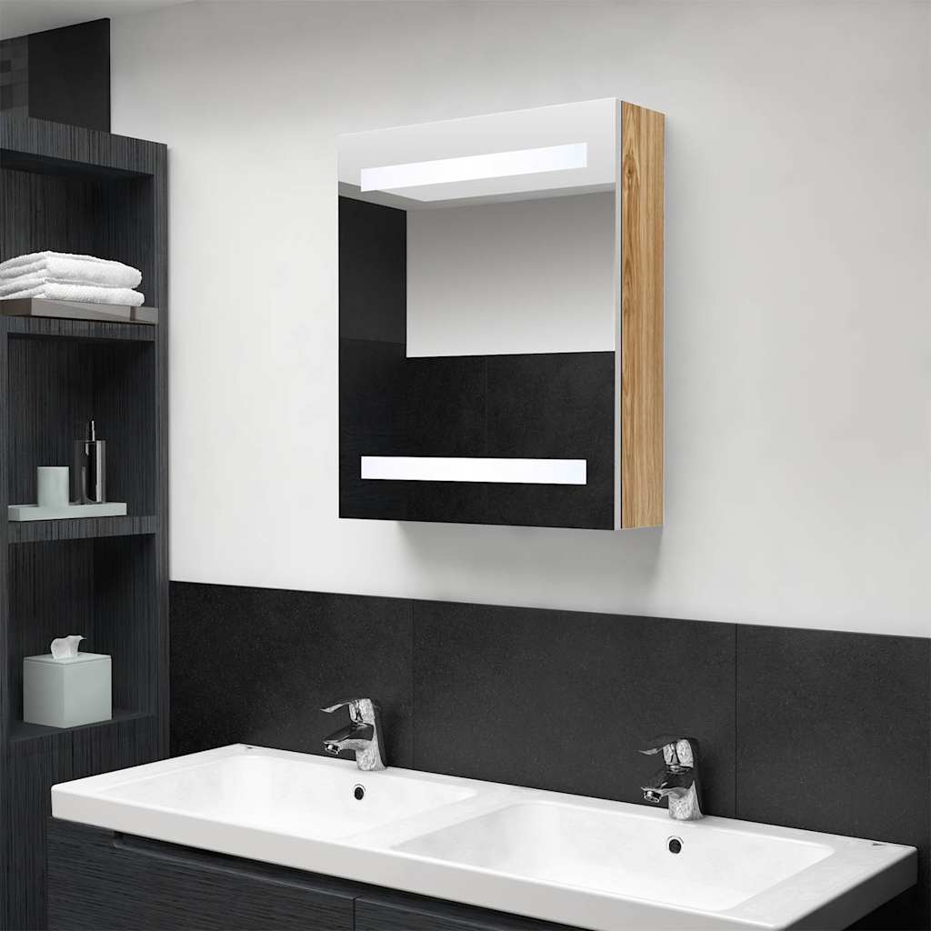 vidaXL Badkamerkast met spiegel en LED 50x14x60 cm betongrijs