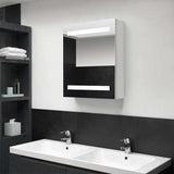 vidaXL Badkamerkast met spiegel en LED 50x14x60 cm betongrijs