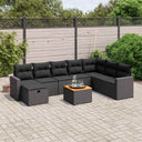 vidaXL 9-piece Poly Rattan Lounge Set with Cushions Black