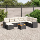 vidaXL 9-piece Poly Rattan Lounge Set with Cushions Black