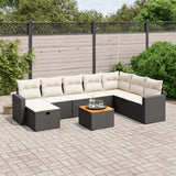 vidaXL 9-piece Poly Rattan Lounge Set with Cushions Black