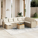 vidaXL 9-piece Poly Rattan Lounge Set with Cushions Black