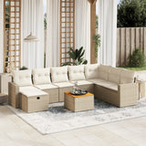 vidaXL 9-piece Poly Rattan Lounge Set with Cushions Black