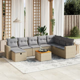 vidaXL 9-piece Poly Rattan Lounge Set with Cushions Black