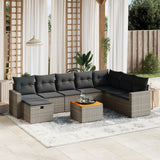 vidaXL 9-piece Poly Rattan Lounge Set with Cushions Black