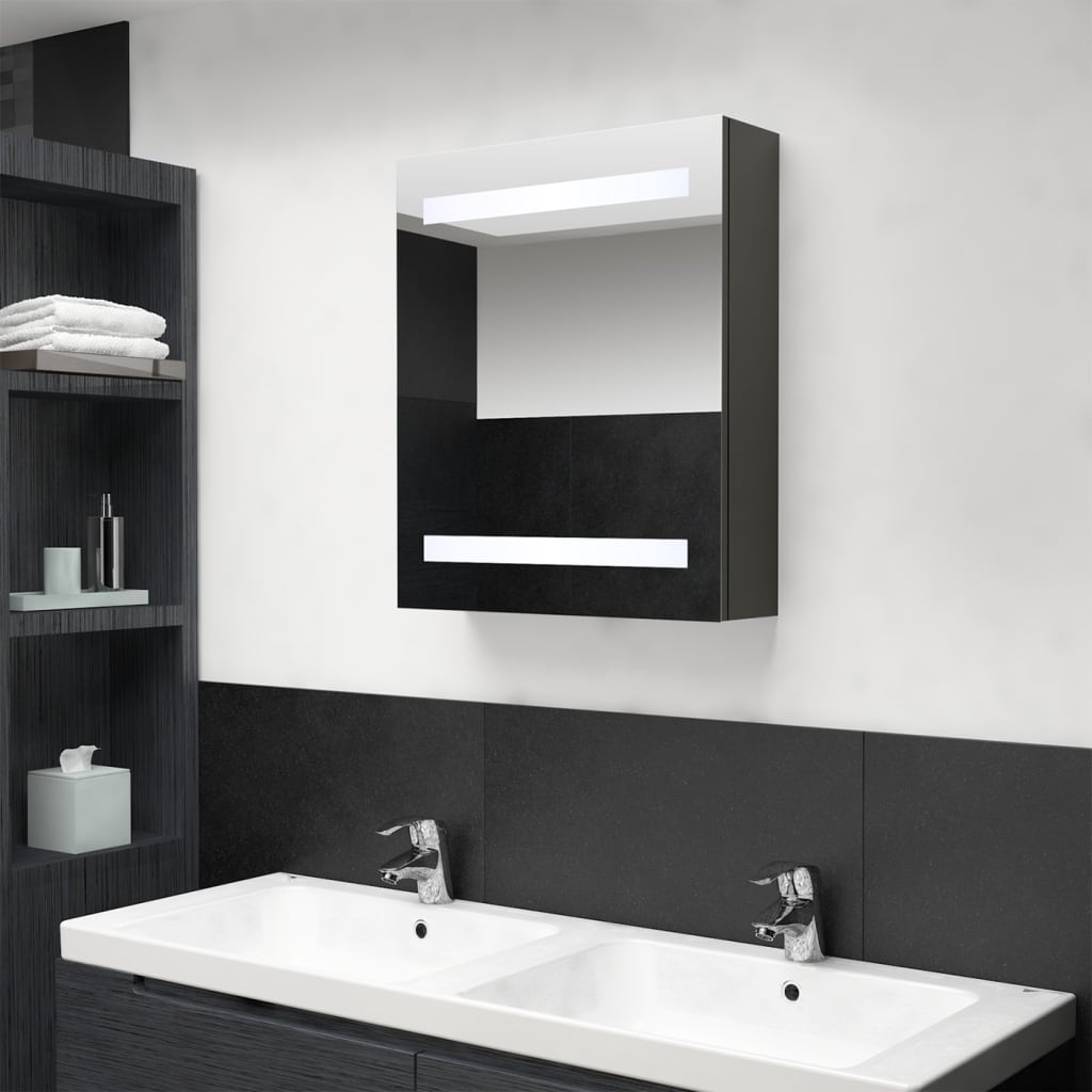 vidaXL Badkamerkast met spiegel en LED 50x14x60 cm betongrijs