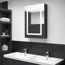 vidaXL Badkamerkast met spiegel en LED 50x13x70 cm betongrijs