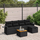 vidaXL 6-Piece Lounge Set with Cushions Poly Rattan Black