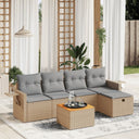 vidaXL 6-Piece Lounge Set with Cushions Poly Rattan Black