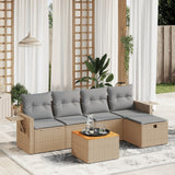 vidaXL 6-Piece Lounge Set with Cushions Poly Rattan Black
