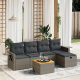 vidaXL 6-Piece Lounge Set with Cushions Poly Rattan Black